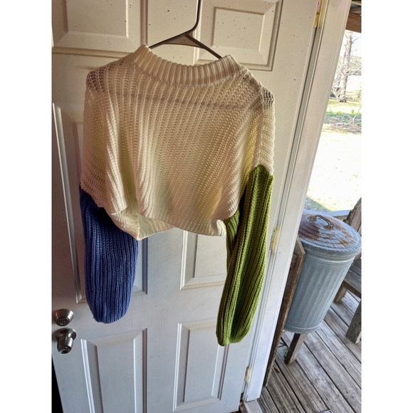 SHEIN Crop Top Sweater (Large) (Green / White / Green) - Picture 3 of 4